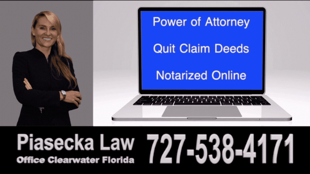 Agnieszka Piasecka is an attorney and a notary public commissioned in the State of Florida. She can assist you with the creation and online notarization of a Florida Power of Attorney and Deeds in Florida, including Quit Claim Deeds and Lady Bird Deeds / Enhanced Life Estate Deeds.